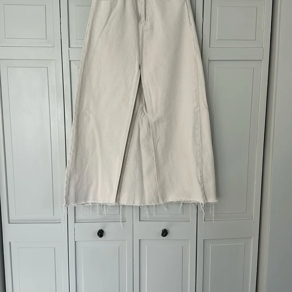 Women's Cream Denim Maxi Skirt - Picture 7 of 7